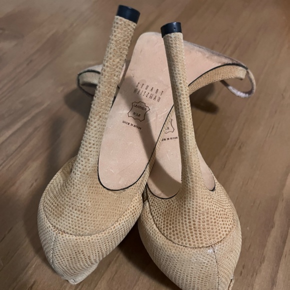 STUART WEITZMAN Nudistsong Goosebump Textured Suede Ankle Strap Heels Size 38 - Picture 7 of 7